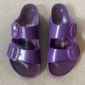 Birkenstock, Purple Patent Leather, Size 37 Wide.
